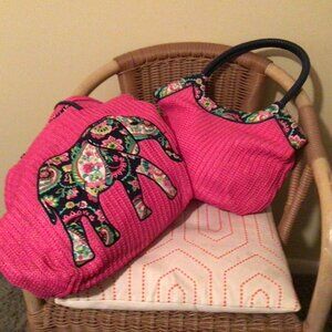 Vera Bradley Petal Paisley Straw Bucket Tote/ VERA BRADLEY (LARGE STRAW